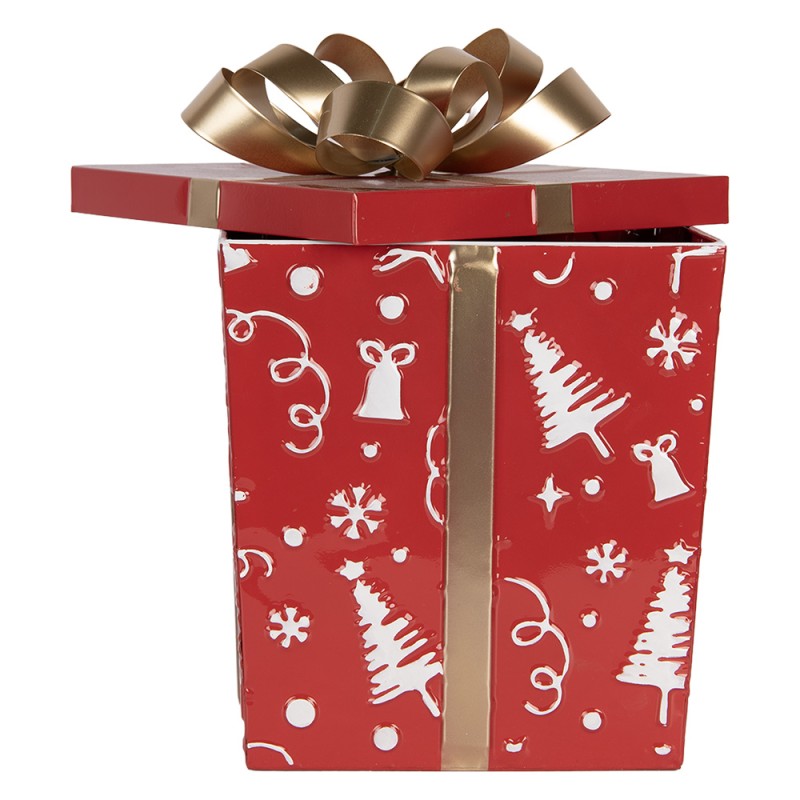 Clayre & Eef Kerstdecoratie Beeld Cadeau 26x26x33 / 21x21x27 cm Rood Metaal