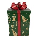 Clayre & Eef Kerstdecoratie Beeld Cadeau 26x26x33 / 21x21x27 cm Rood Metaal
