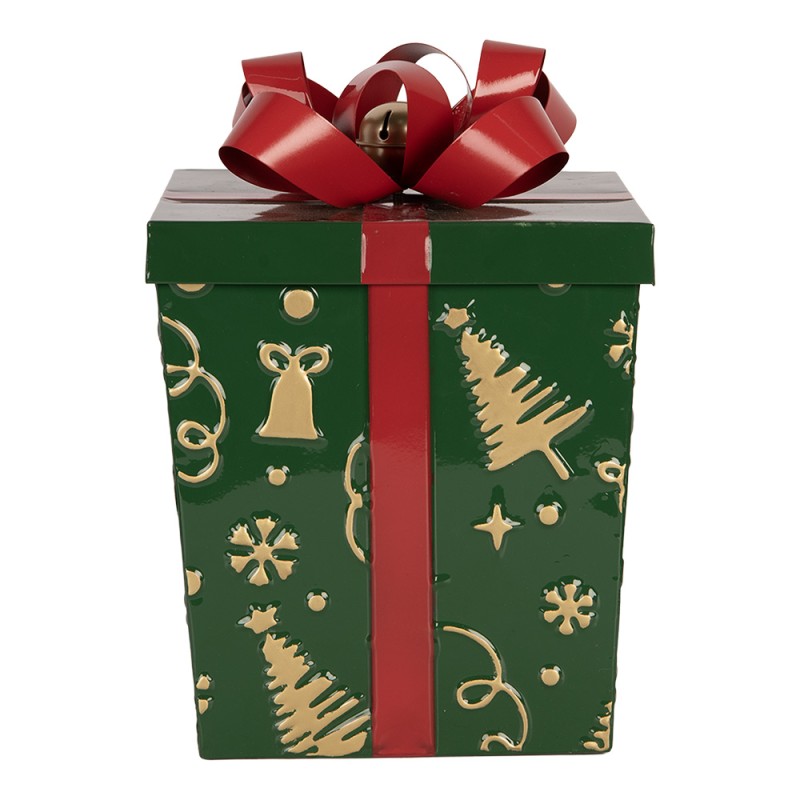 Clayre & Eef Kerstdecoratie Beeld Cadeau 26x26x33 / 21x21x27 cm Rood Metaal