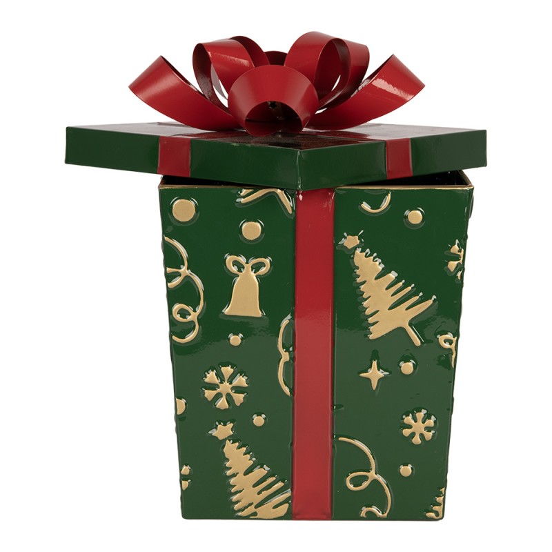Clayre & Eef Kerstdecoratie Beeld Cadeau 26x26x33 / 21x21x27 cm Rood Metaal