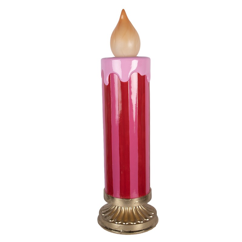 Clayre & Eef Kerstdecoratie met LED-verlichting Kandelaar Ø 23x78 cm Rood Keramisch materiaal