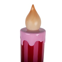 Clayre & Eef Kerstdecoratie met LED-verlichting Kandelaar Ø 23x78 cm Rood Keramisch materiaal