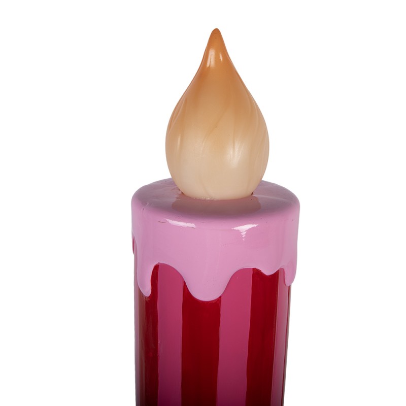 Clayre & Eef Kerstdecoratie met LED-verlichting Kandelaar Ø 23x78 cm Rood Keramisch materiaal