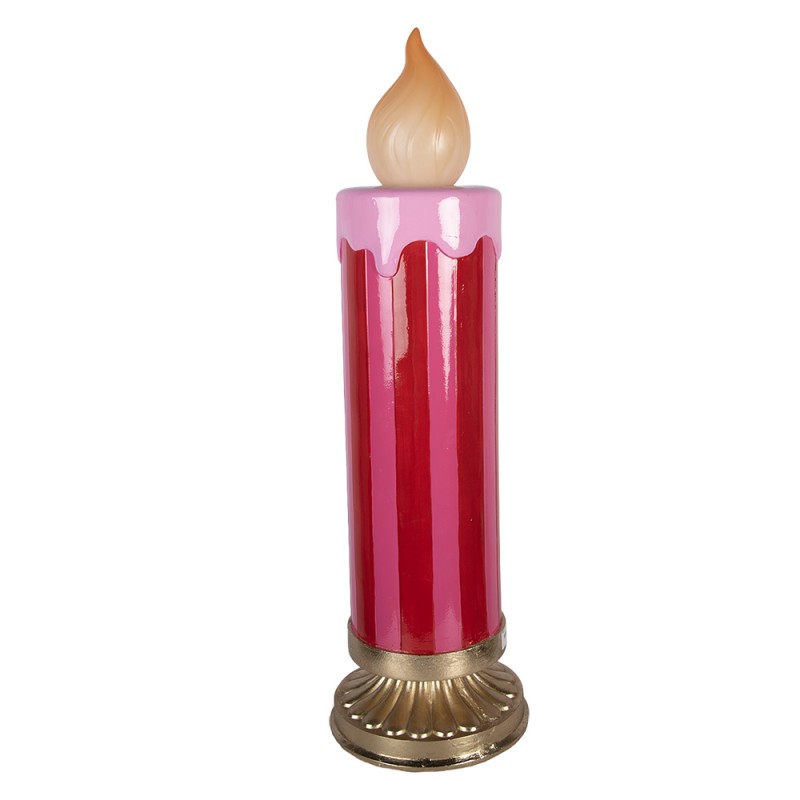 Clayre & Eef Kerstdecoratie met LED-verlichting Kandelaar Ø 23x78 cm Rood Keramisch materiaal