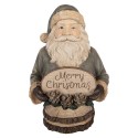 Clayre & Eef Weihnachtsdekorationsfigur Weihnachtsmann 21x16x31 cm Beige Kunststoff