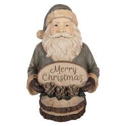 Clayre & Eef Weihnachtsdekorationsfigur Weihnachtsmann 21x16x31 cm Beige Kunststoff