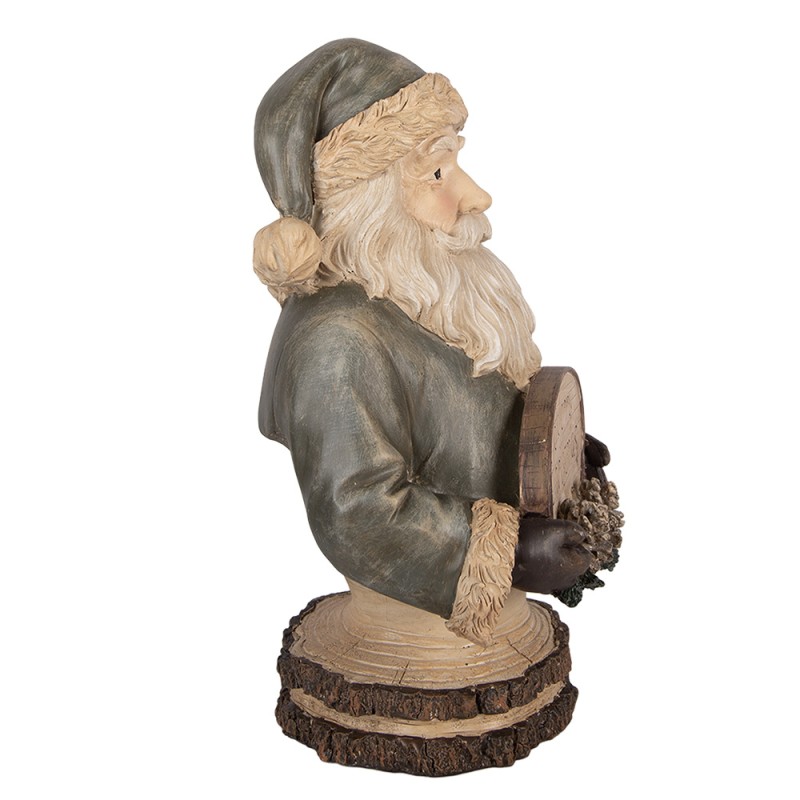 Clayre & Eef Weihnachtsdekorationsfigur Weihnachtsmann 21x16x31 cm Beige Kunststoff