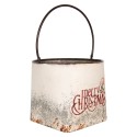 Clayre & Eef Decoratie Emmer Set van 2 27x25x23/40 / 31x30x27/47 cm Wit Metaal