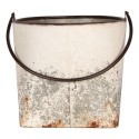 Clayre & Eef Decoratie Emmer Set van 2 27x25x23/40 / 31x30x27/47 cm Wit Metaal