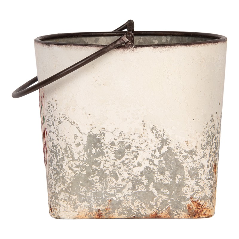 Clayre & Eef Decoratie Emmer Set van 2 27x25x23/40 / 31x30x27/47 cm Wit Metaal