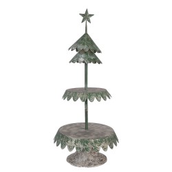 Clayre & Eef Etagère Kerstboom Ø 32x75 cm Groen Metaal
