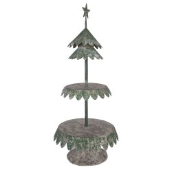 Clayre & Eef Etagere Weihnachtsbaum Ø 32x75 cm Grün Metall