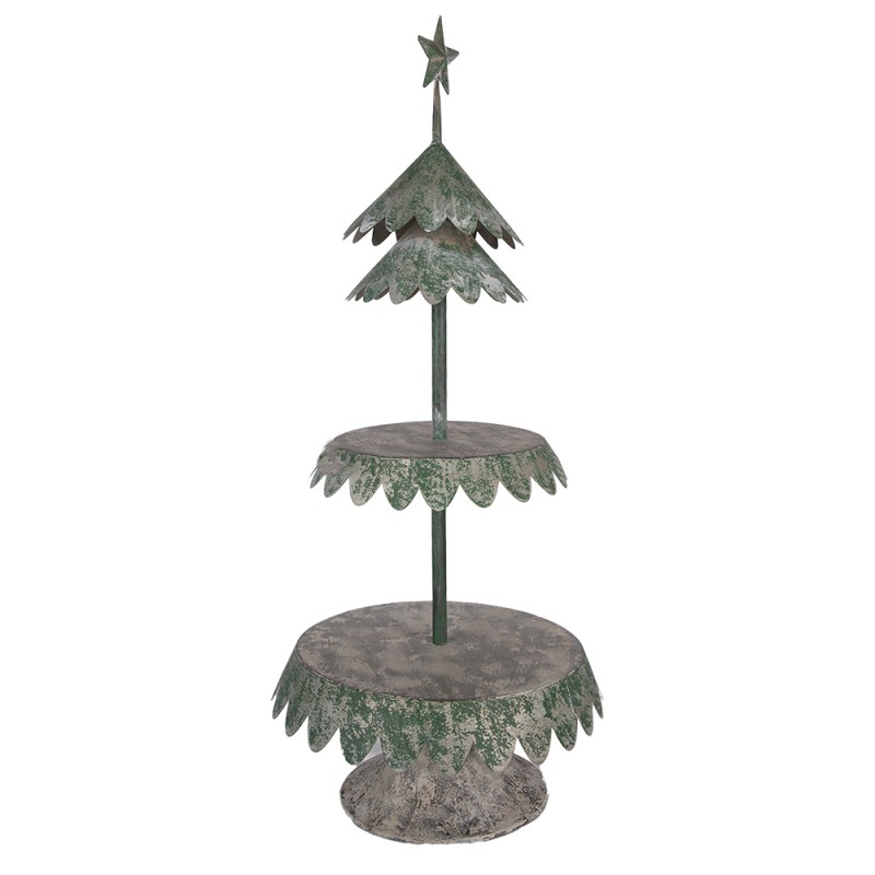Clayre & Eef Etagère Kerstboom Ø 32x75 cm Groen Metaal