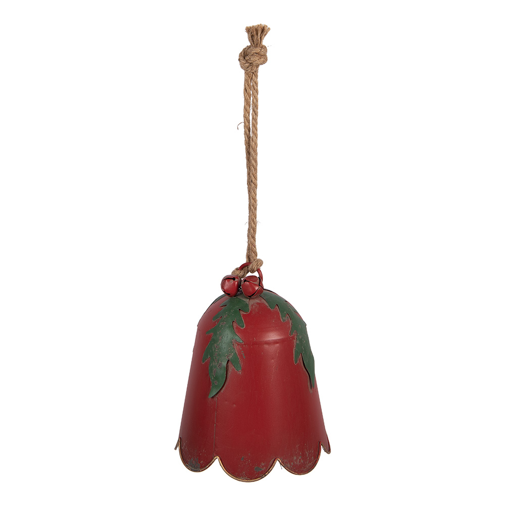 Clayre & Eef Kerstdecoratie Beeld Bel bel Ø 16x20 cm Rood Metaal