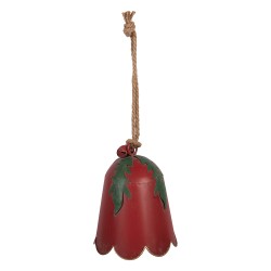 Clayre & Eef Christmas Decoration Figurine Bell bel Ø 16x20 cm Red Metal