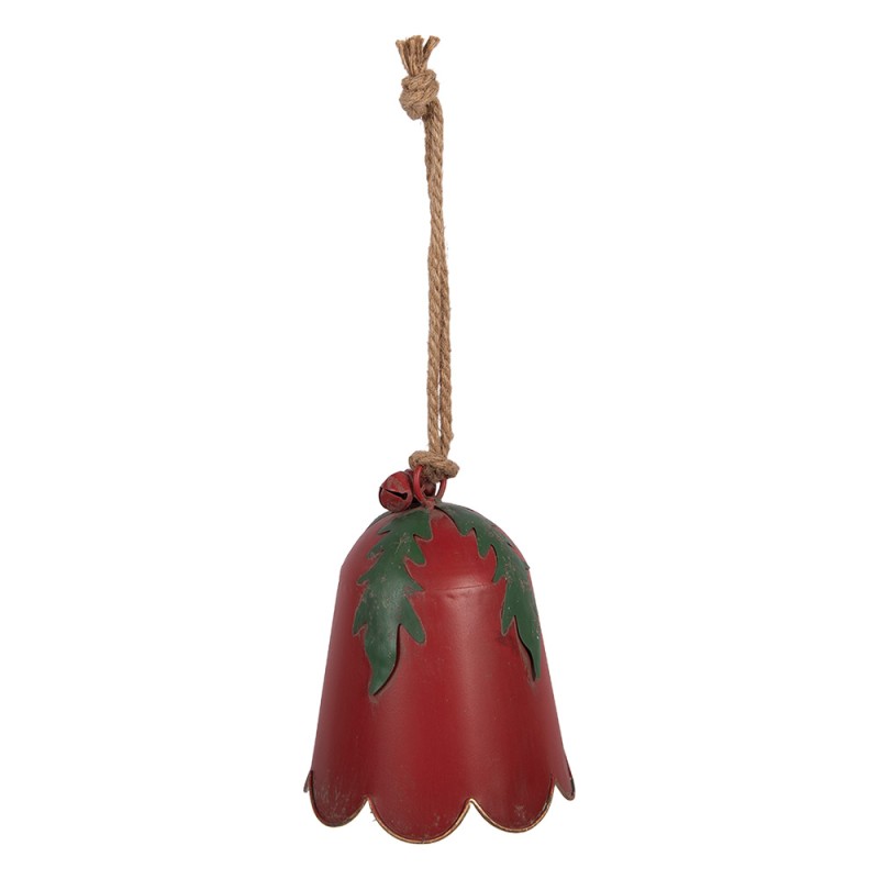Clayre & Eef Kerstdecoratie Beeld Bel bel Ø 16x20 cm Rood Metaal