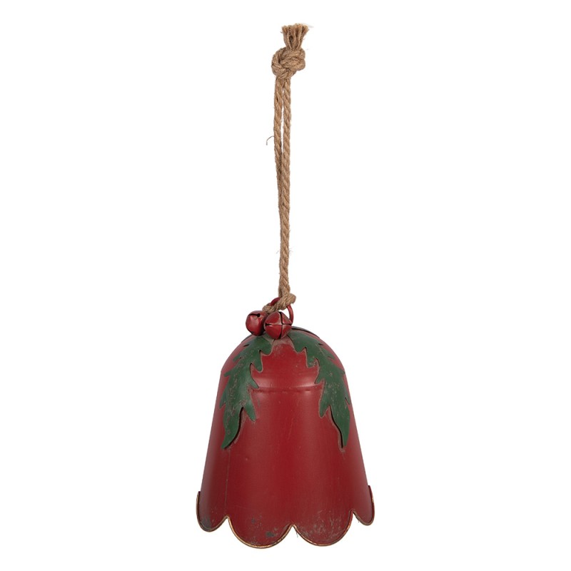 Clayre & Eef Kerstdecoratie Beeld Bel bel Ø 16x20 cm Rood Metaal