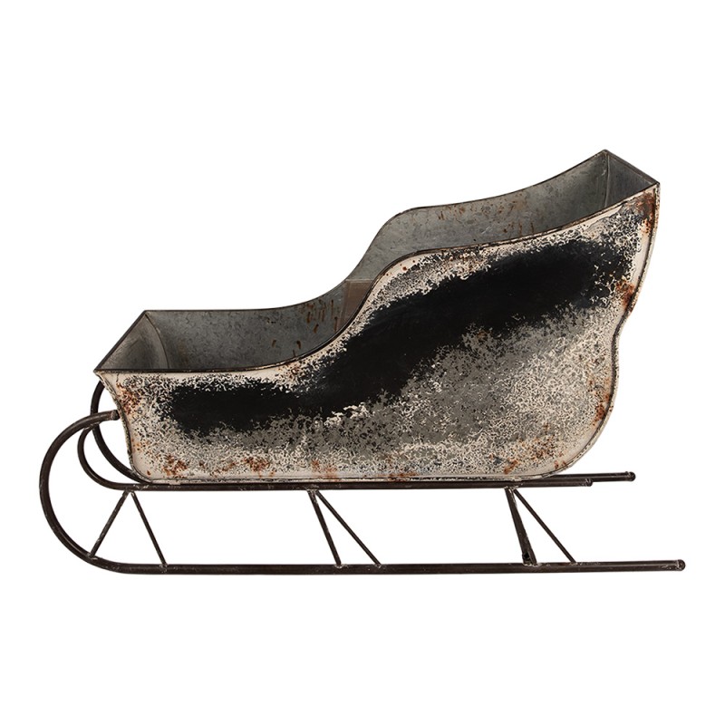 Clayre & Eef Kerstdecoratie Beeld Slee 123x46x74 cm Grijs Metaal