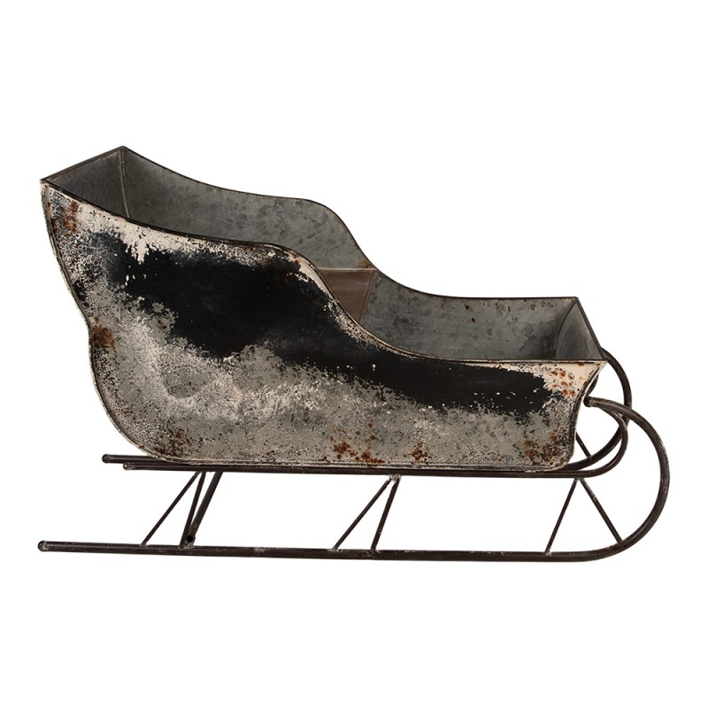 Clayre & Eef Kerstdecoratie Beeld Slee 123x46x74 cm Grijs Metaal