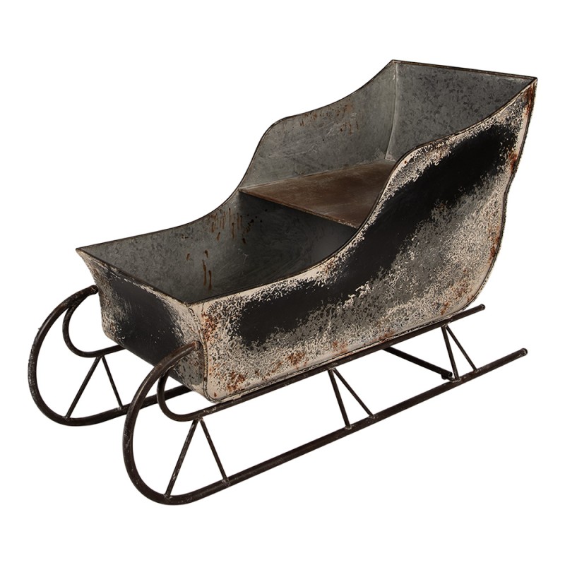 Clayre & Eef Kerstdecoratie Beeld Slee 123x46x74 cm Grijs Metaal