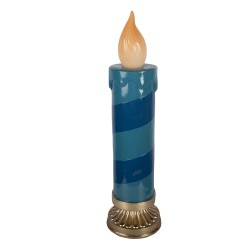 Clayre & Eef Weihnachtsdekoration mit LED-Beleuchtung Kerzenständer Ø 18x67 cm Blau Keramikmaterial