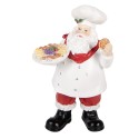 Clayre & Eef Kerstdecoratie Beeld Kerstman 11x8x18 cm Wit Kunststof