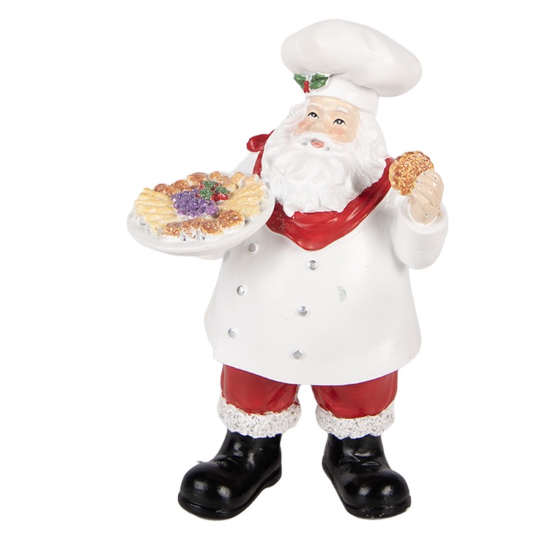 Clayre & Eef Kerstdecoratie Beeld Kerstman 11x8x18 cm Wit Kunststof
