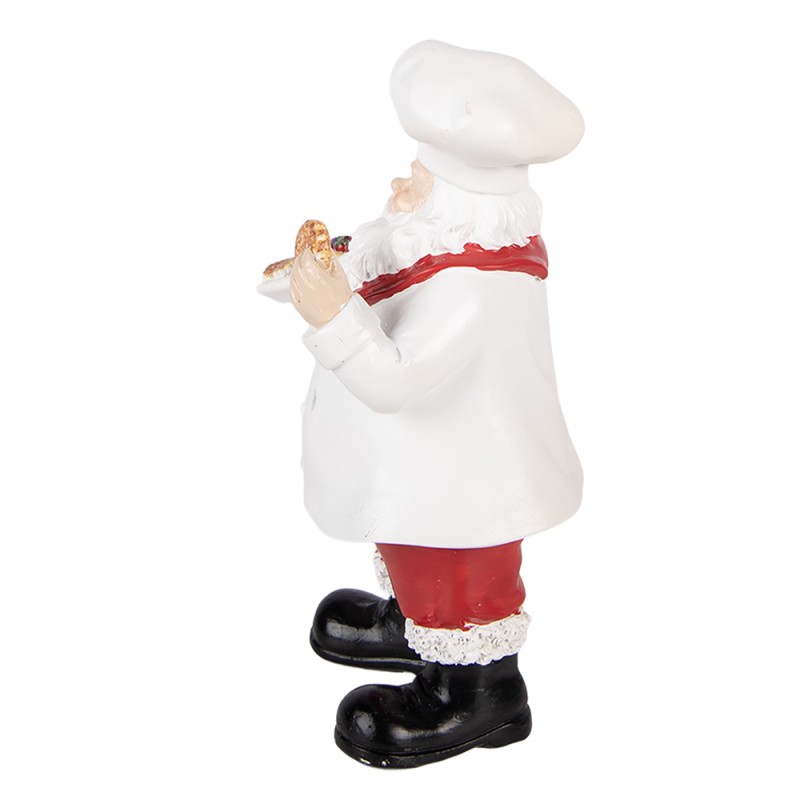 Clayre & Eef Kerstdecoratie Beeld Kerstman 11x8x18 cm Wit Kunststof
