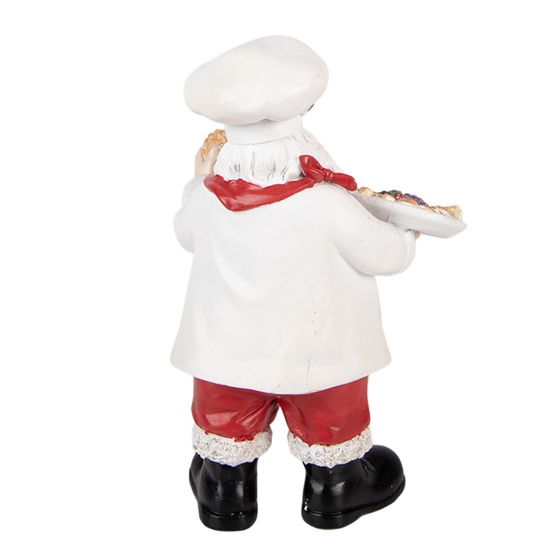 Clayre & Eef Kerstdecoratie Beeld Kerstman 11x8x18 cm Wit Kunststof