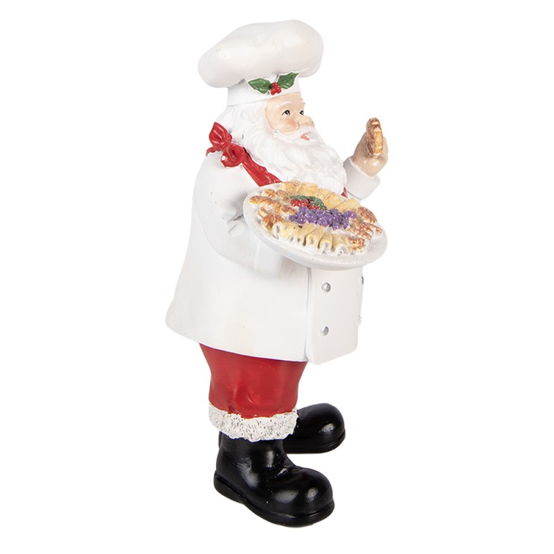 Clayre & Eef Kerstdecoratie Beeld Kerstman 11x8x18 cm Wit Kunststof
