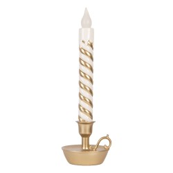 Clayre & Eef Weihnachtsdekoration mit LED-Beleuchtung Kerzenständer 13x12x39 cm Goldfarbig Kunststoff