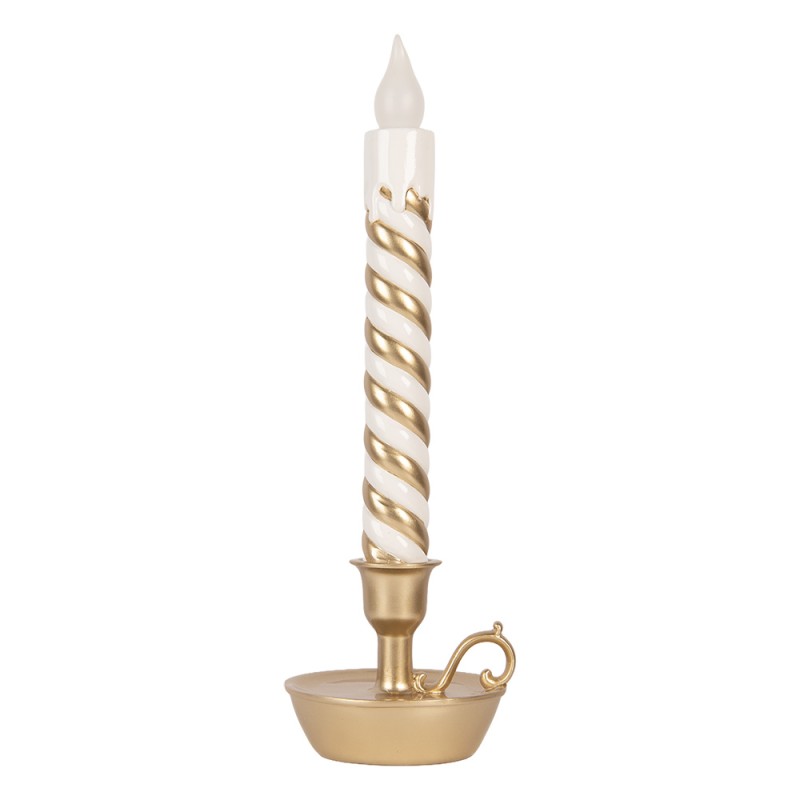 Clayre & Eef Weihnachtsdekoration mit LED-Beleuchtung Kerzenständer 13x12x39 cm Goldfarbig Kunststoff