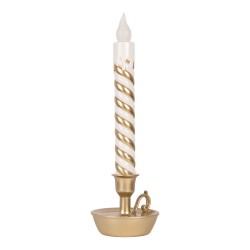 Clayre & Eef Weihnachtsdekoration mit LED-Beleuchtung Kerzenständer 13x12x39 cm Goldfarbig Kunststoff