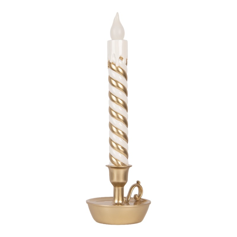 Clayre & Eef Weihnachtsdekoration mit LED-Beleuchtung Kerzenständer 13x12x39 cm Goldfarbig Kunststoff