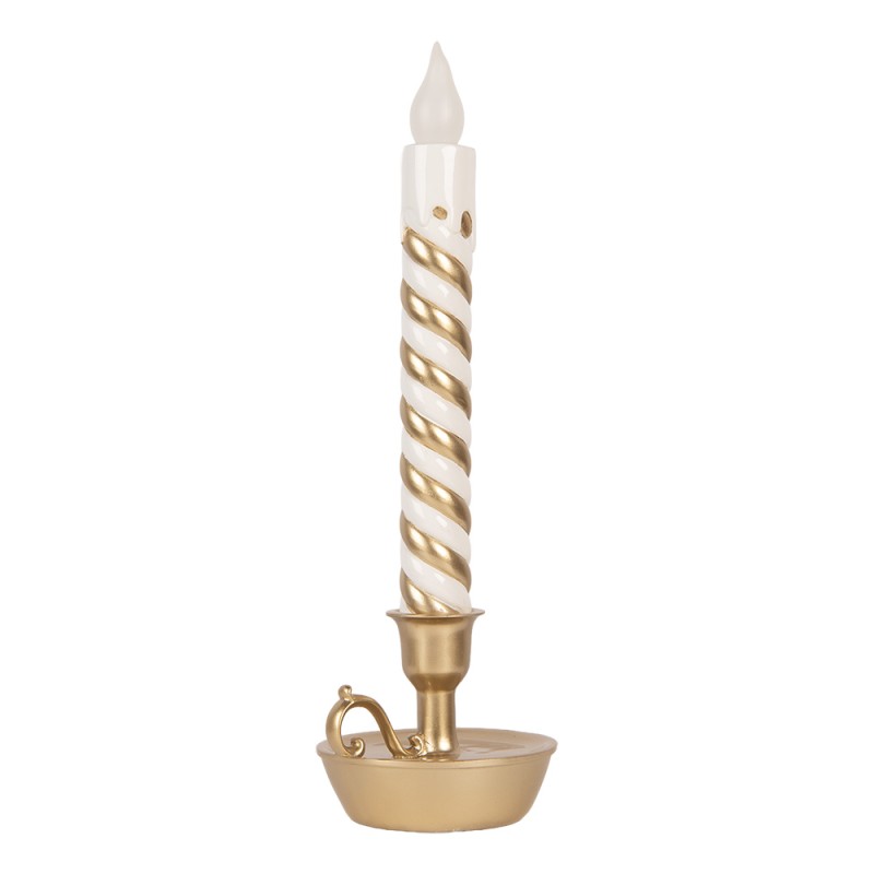 Clayre & Eef Weihnachtsdekoration mit LED-Beleuchtung Kerzenständer 13x12x39 cm Goldfarbig Kunststoff