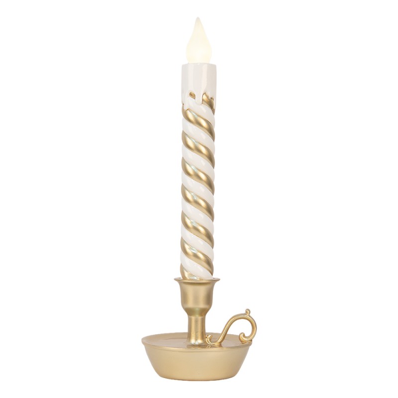 Clayre & Eef Weihnachtsdekoration mit LED-Beleuchtung Kerzenständer 13x12x39 cm Goldfarbig Kunststoff