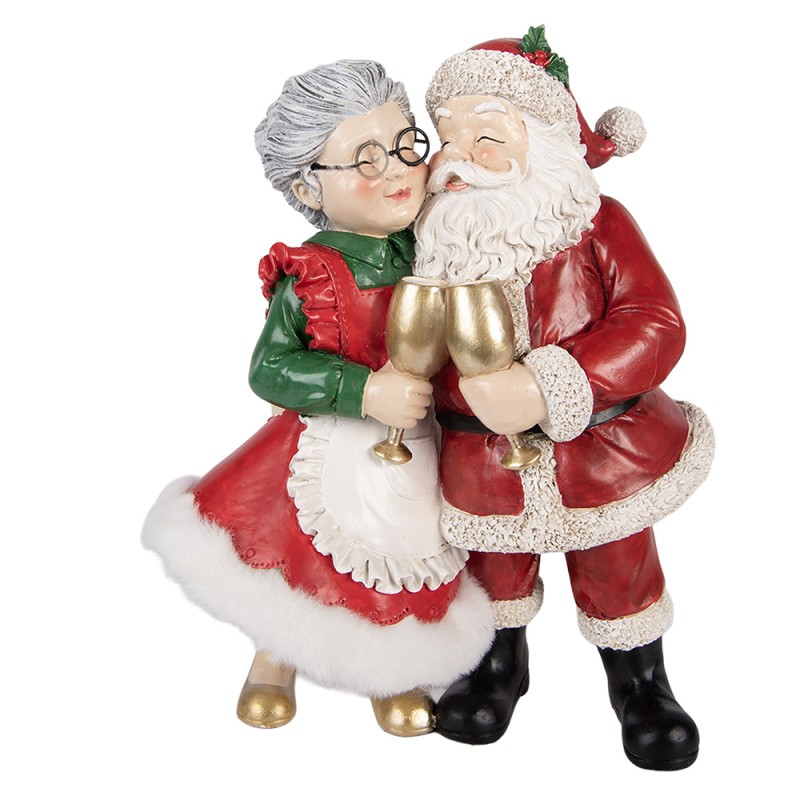 Clayre & Eef Weihnachtsdekorationsfigur Weihnachtsfrau 20x12x26 cm Rot Kunststoff
