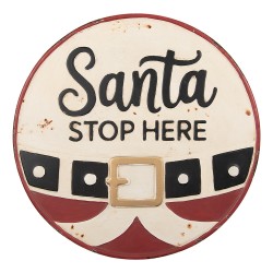 Clayre & Eef Textschild Ø 40x1 cm Weiß Metall Weihnachten