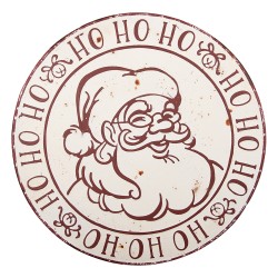 Clayre & Eef Text Sign Ø 40x1 cm White Metal Santa Claus