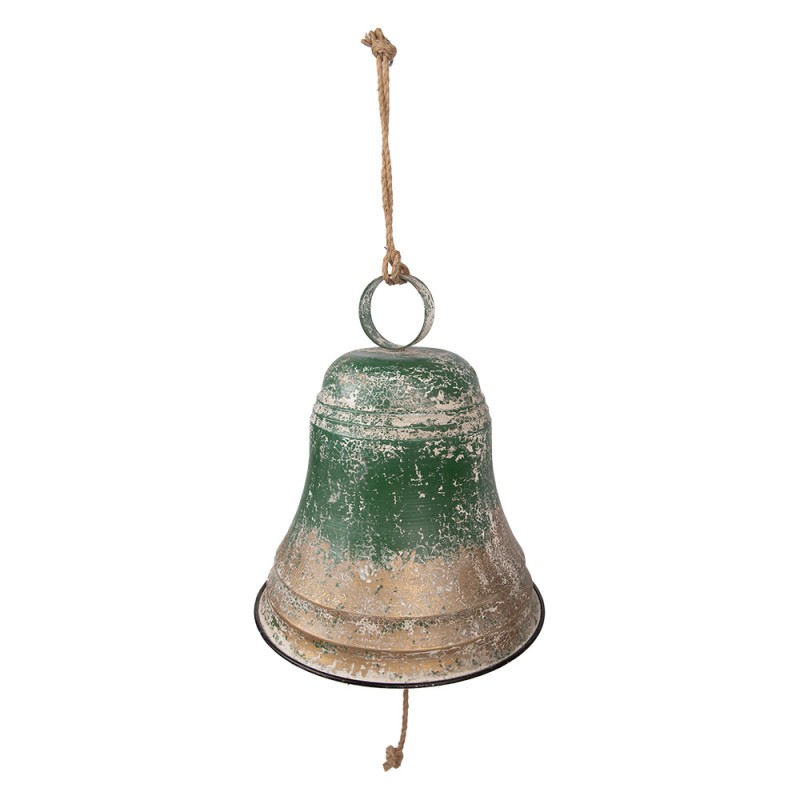 Clayre & Eef Statuetta decorativa di Natale Campanelli Ø 42x46 cm Verde Metallo