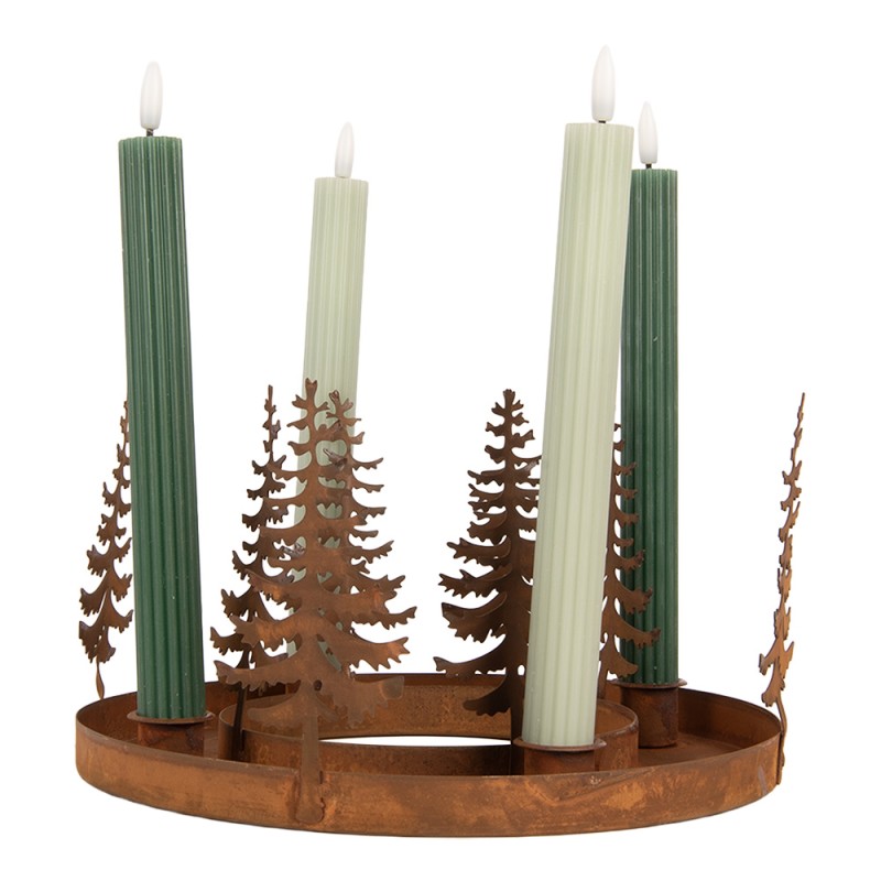 Clayre & Eef Kerzenständer Weihnachtsbäume Braun Metall