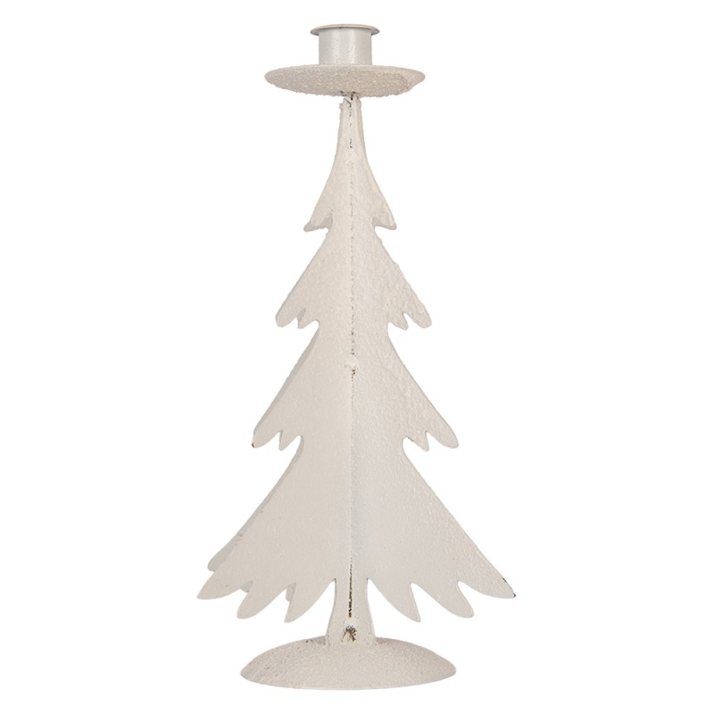 Clayre & Eef Kandelaar Kerstboom Ø 9x26 cm Grijs Metaal