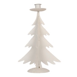 Clayre & Eef Kandelaar Kerstboom Ø 9x26 cm Grijs Metaal