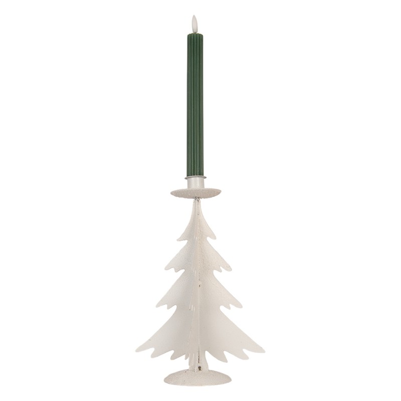 Clayre & Eef Kandelaar Kerstboom Ø 9x26 cm Grijs Metaal