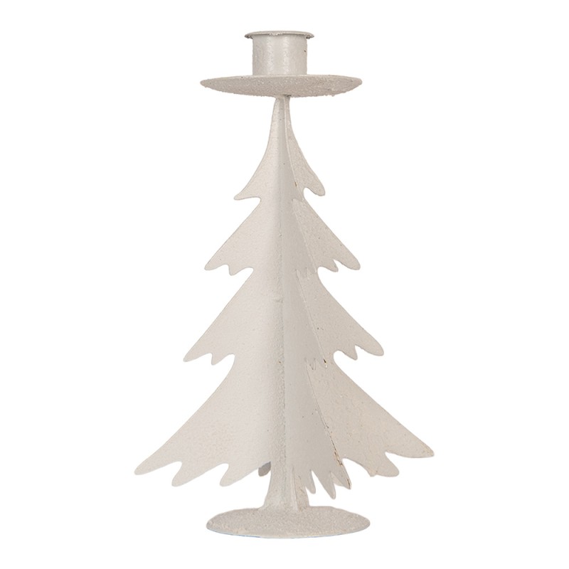 Clayre & Eef Kerzenständer Weihnachtsbaum Ø 9x20 cm Grau Metall