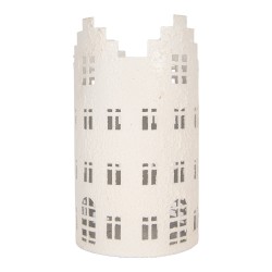 Clayre & Eef Tealight Holder House Ø 13x23 cm White Metal