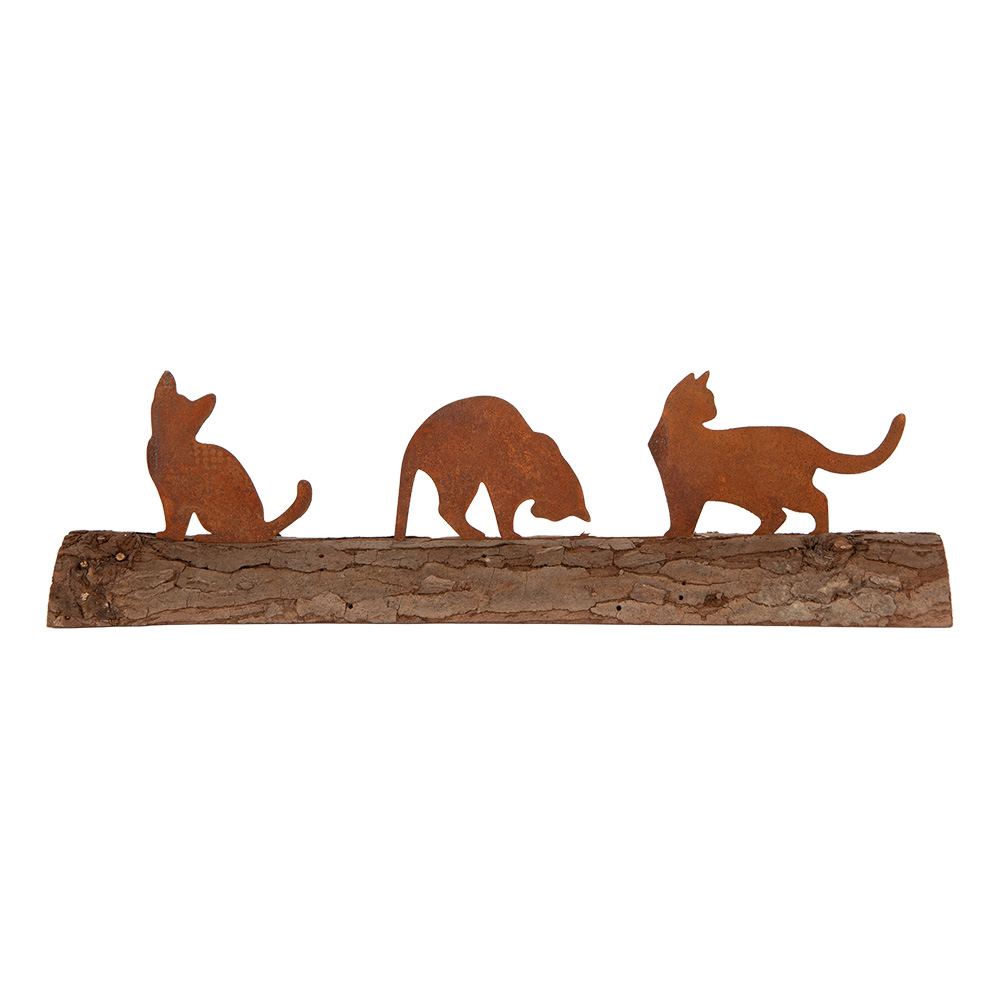 Clayre & Eef Decoratie Katten Bruin Metaal afbeelding