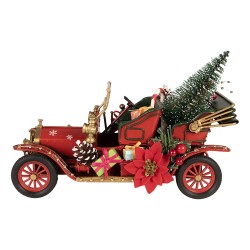 Clayre & Eef Décoration de Noël Image Voiture 25x10x17 cm Rouge Métal