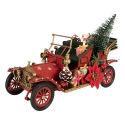 Clayre & Eef Décoration de Noël Image Voiture 25x10x17 cm Rouge Métal