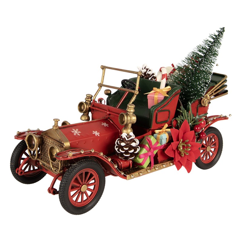 Clayre & Eef Décoration de Noël Image Voiture 25x10x17 cm Rouge Métal